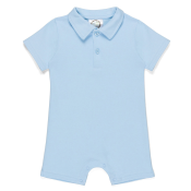 Blank Boy's Short Sleeved Polo Style Collared Romper